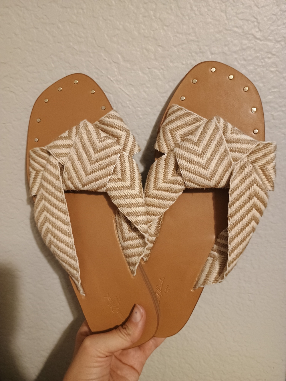Target Beige Chevron Woven Slide Sandals